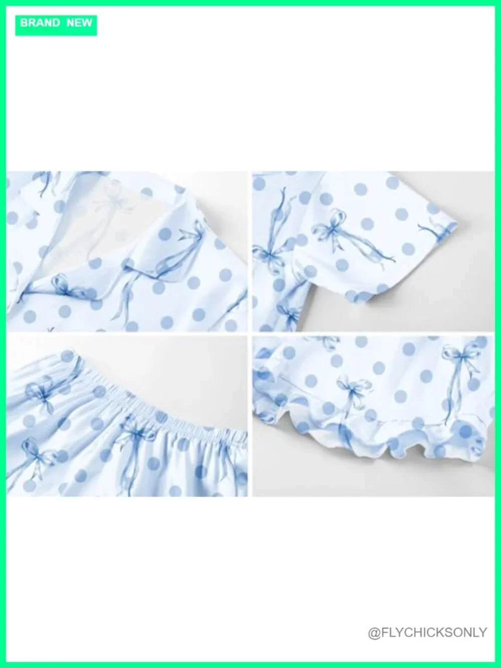 Girls 3 Piece Silk Satin Pajama Set Short Sleeve Ruffle Sleepwear Button Down
